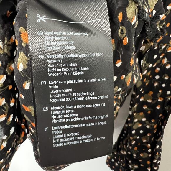 Scotch & Soda Shirt Womens Large Black Fall Print Acorn 100% Viscose Button Up‎ - Picture 12 of 16